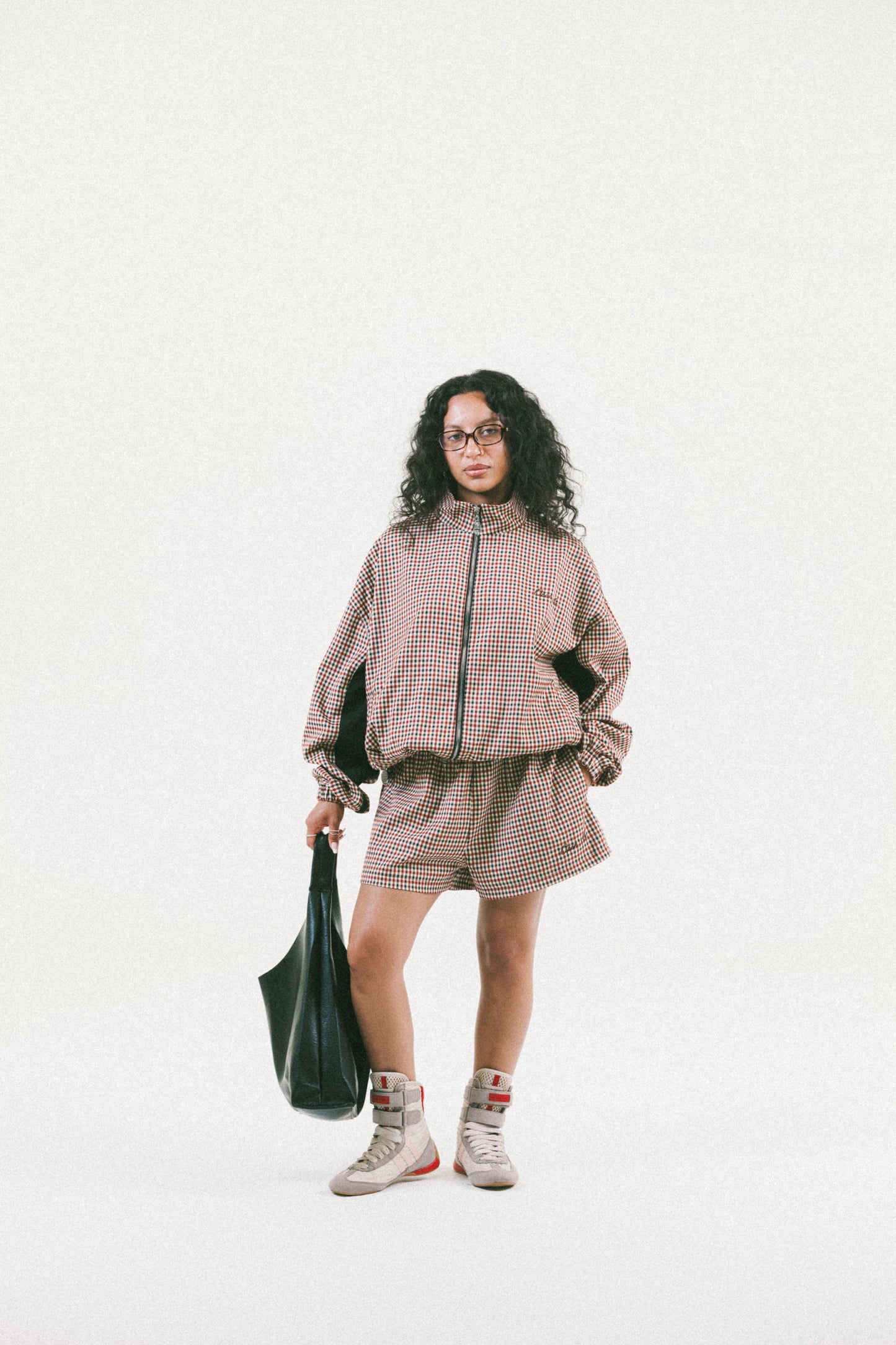 GINGHAM TRACK DOUBLE-ZIP [CINCHED]