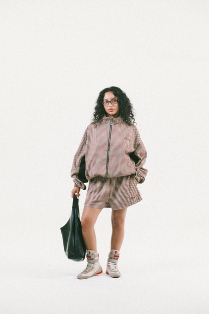 GINGHAM TRACK DOUBLE-ZIP [CINCHED]
