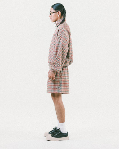 GINGHAM TRACK SHORT [MID-THIGH]