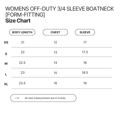 WOMENS OFF-DUTY 3/4 SLEEVE BOATNECK [FORM-FITTING]