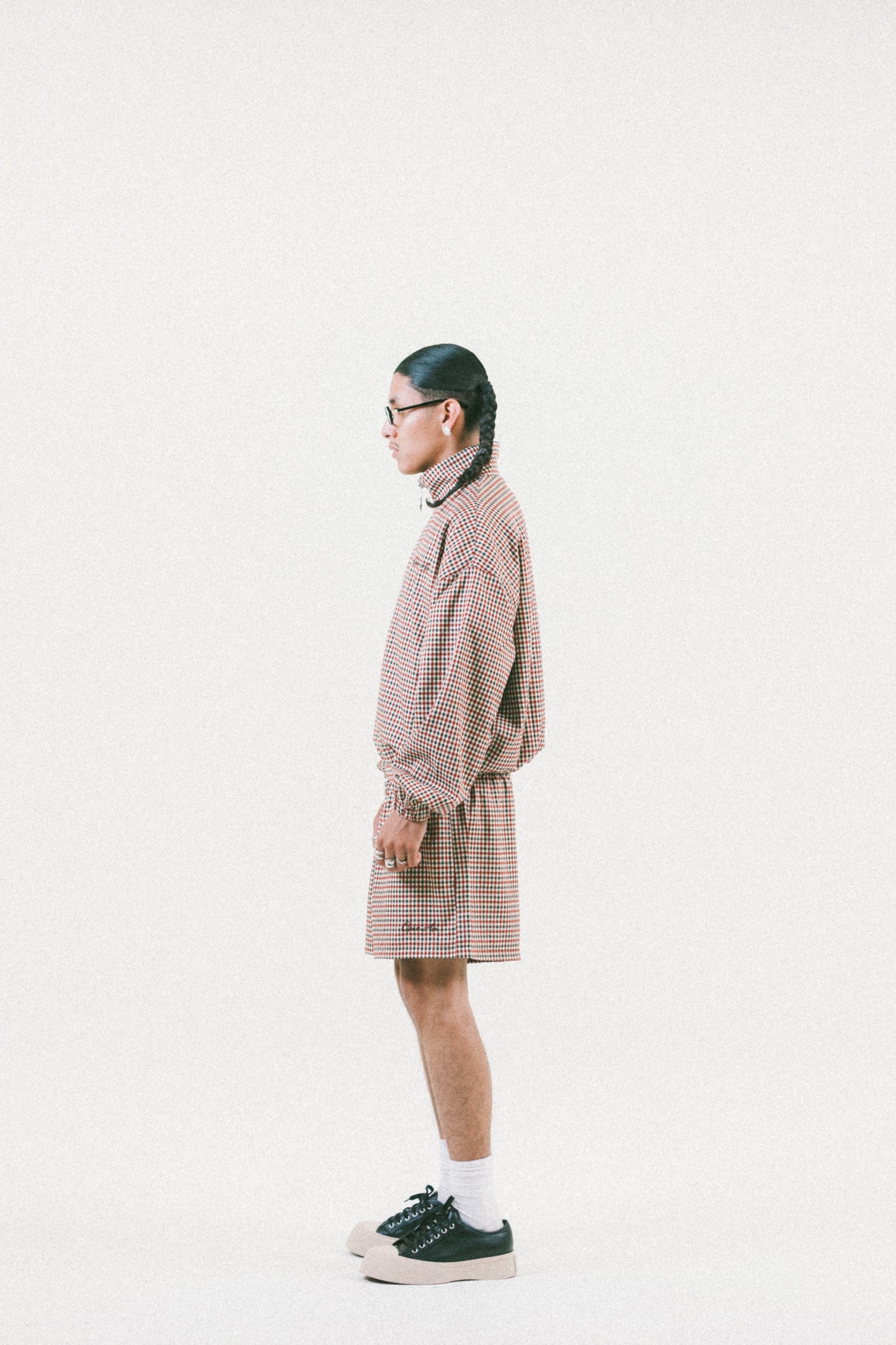 GINGHAM TRACK DOUBLE-ZIP [CINCHED]