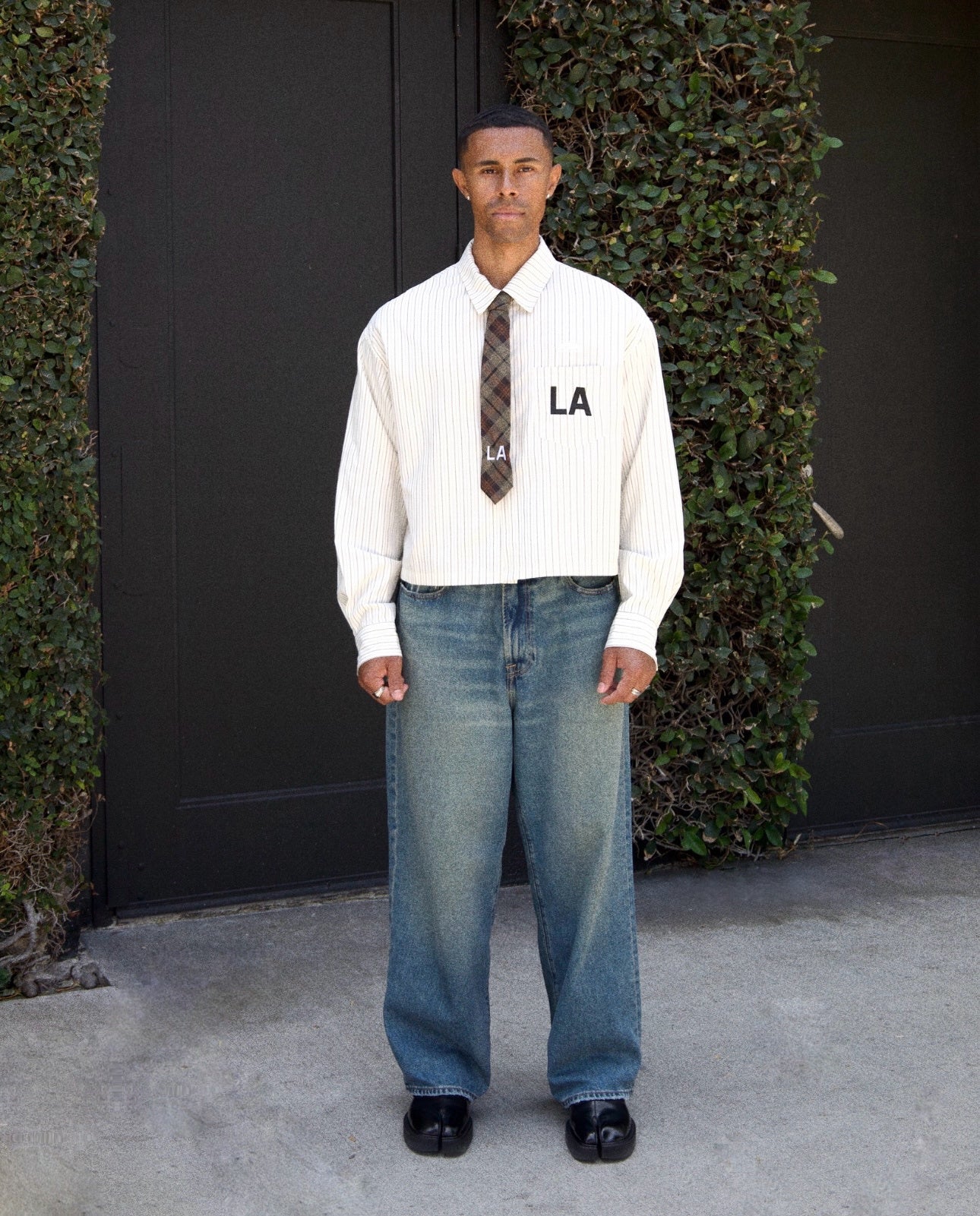 LA NATIVE BUTTON UP + TIE [BOXY]