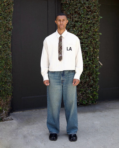 LA NATIVE BUTTON UP + TIE [BOXY]
