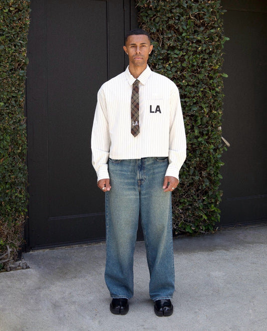 LA NATIVE BUTTON UP + TIE [BOXY]