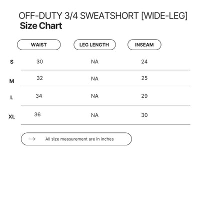 OFF-DUTY 3/4 SWEATSHORT [WIDE-LEG]