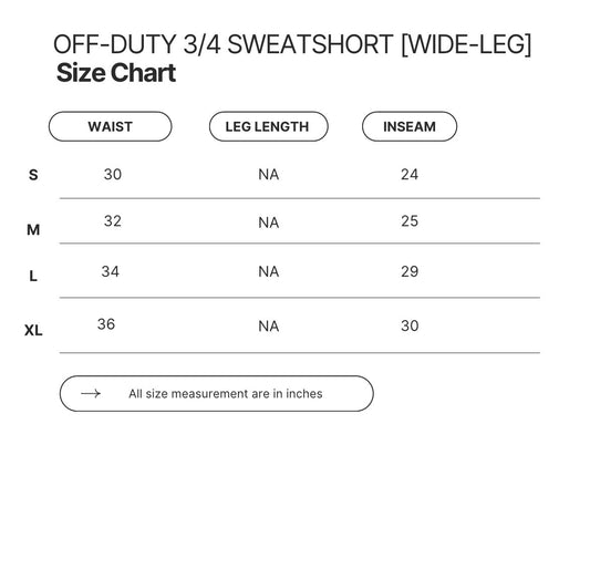 OFF-DUTY 3/4 SWEATSHORT [WIDE-LEG]
