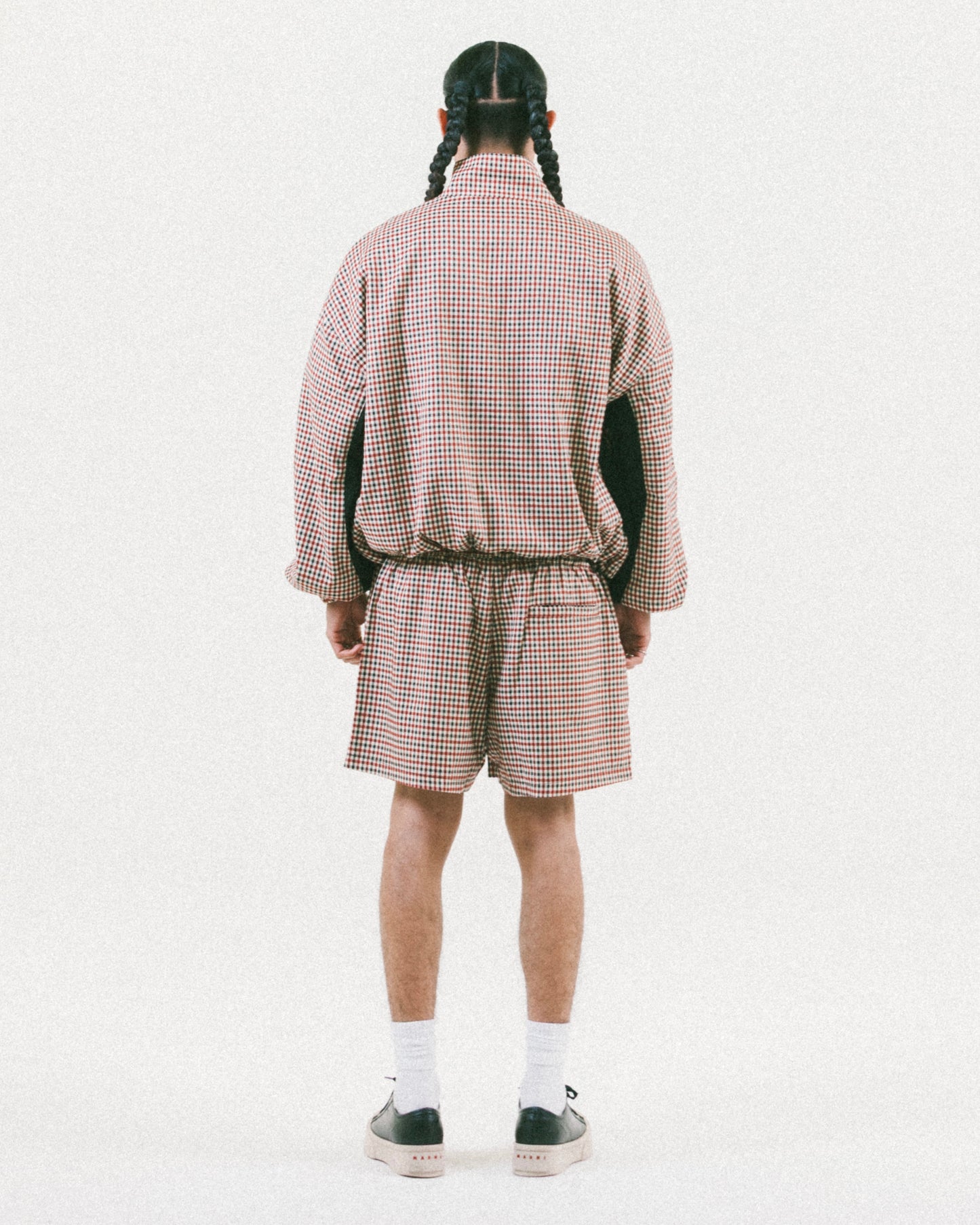 GINGHAM TRACK SHORT [MID-THIGH]