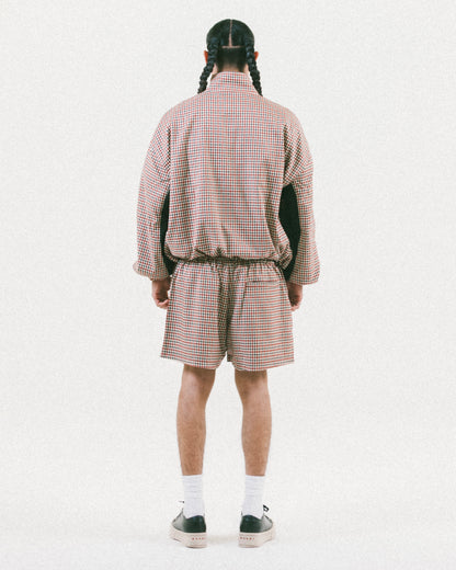 GINGHAM TRACK SHORT [MID-THIGH]