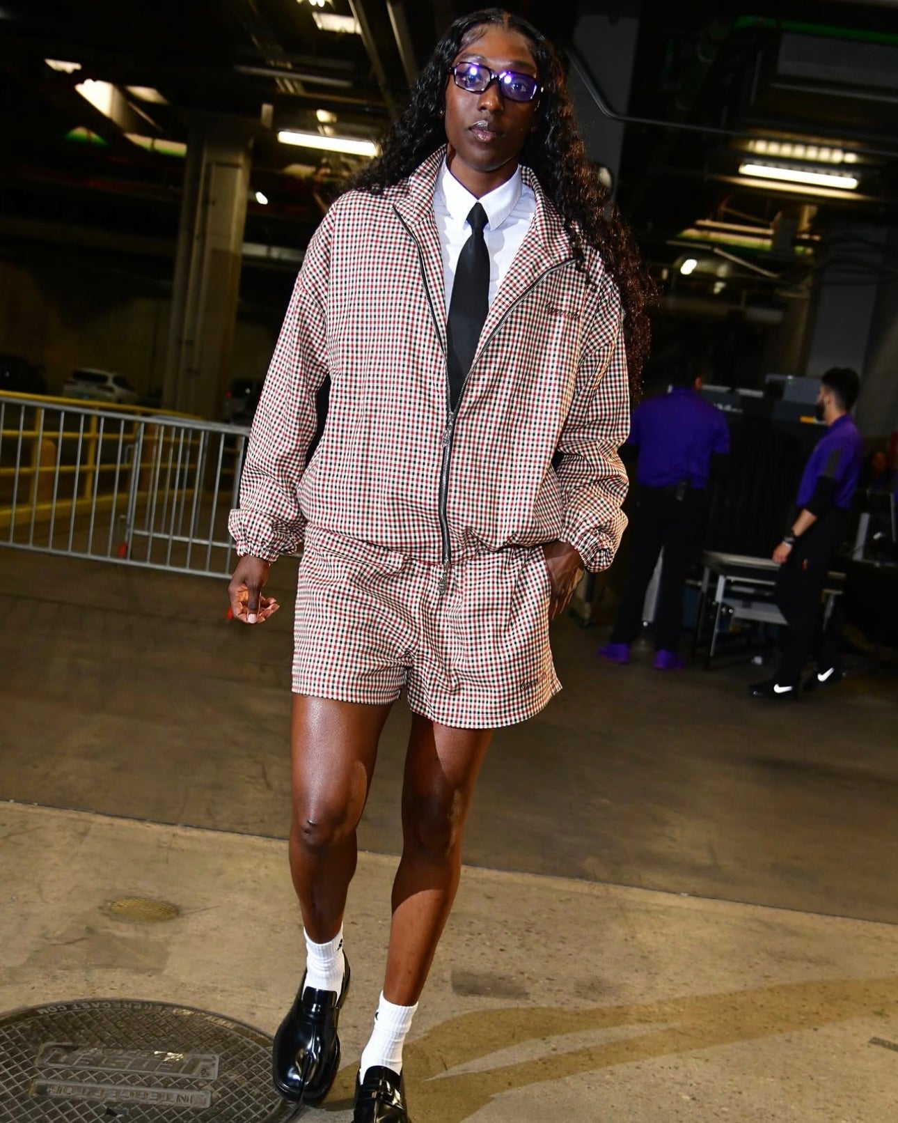 GINGHAM TRACK SHORT [MID-THIGH]
