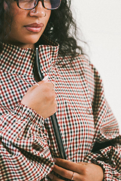 GINGHAM TRACK DOUBLE-ZIP [CINCHED]