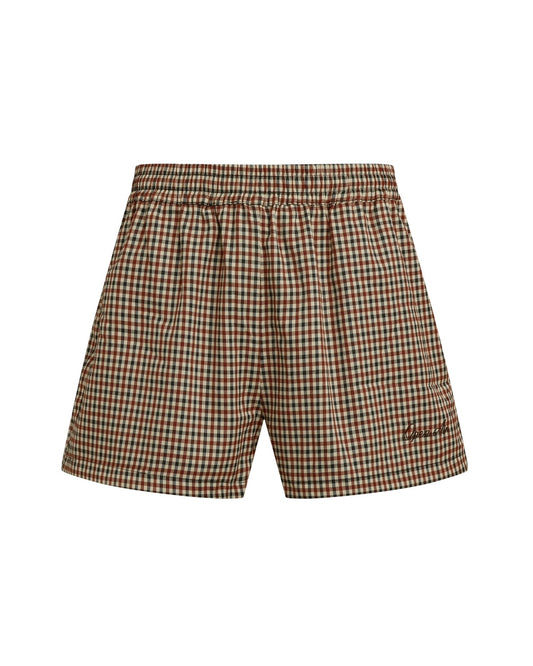 GINGHAM TRACK SHORT [MID-THIGH]